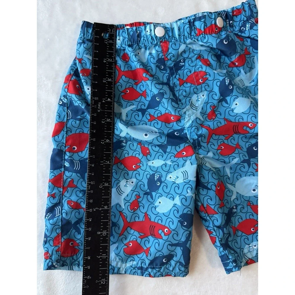 Blue Toddler/Baby Boy 9 month Swim Trunks Fish Snap Waist Size‎ Adjust